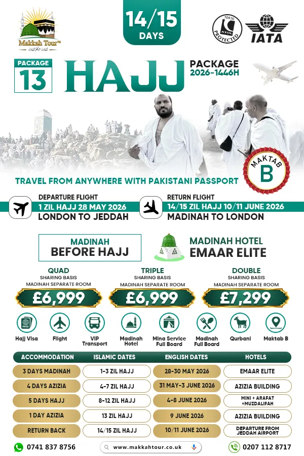 15-days Hajj Package from UK