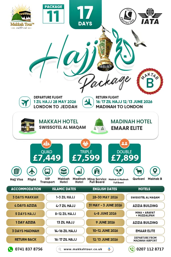 17-days Hajj Package from UK 2026