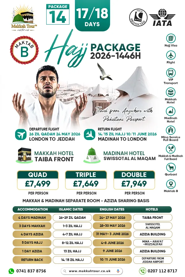 18-days Hajj Package from UK
