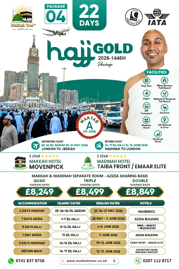 22-days Hajj Package from UK